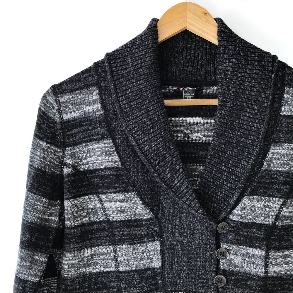 Guess 100% Cotton Striped Shawl Collar Sweater - Picture 2 of 11
